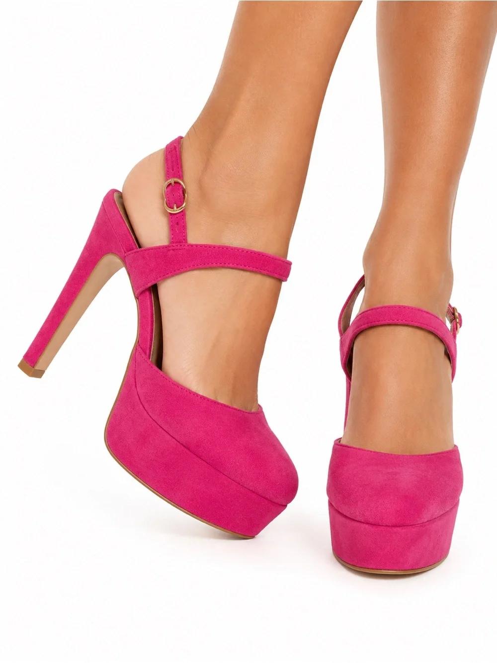 Stuart Weitzman Fuchsia Suede Platform Pumps – Size 6.5